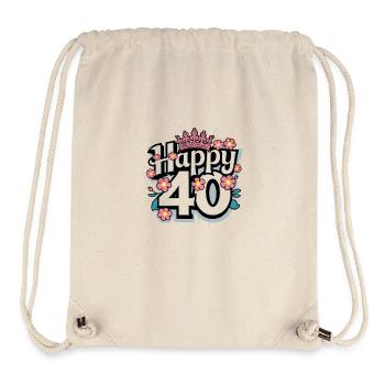 Rond anniversaire 40. - Sac à cordon recyclé Stanley/Stella - blanc naturel - Devant