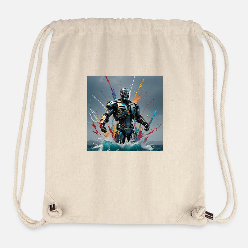 Robot coloré - Sac à cordon recyclé Stanley/Stella - blanc naturel