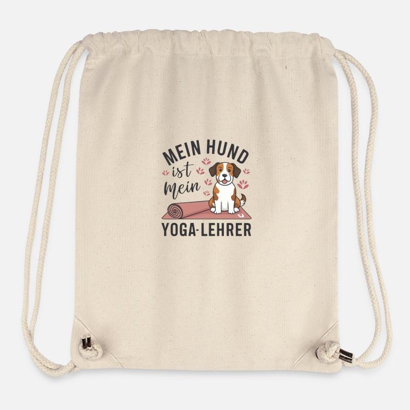 Mon chien est mon prof de yoga - Sac à cordon recyclé Stanley/Stella - blanc naturel