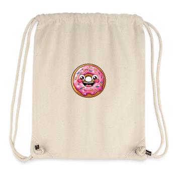 Bande dessinée de dessin animé de beignet mignon avec visage Kawaii Manga - Sac à cordon recyclé Stanley/Stella - blanc naturel - Devant