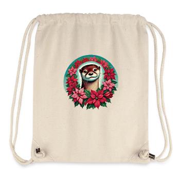 Loutre de Noël - Sac à cordon recyclé Stanley/Stella - blanc naturel - Devant