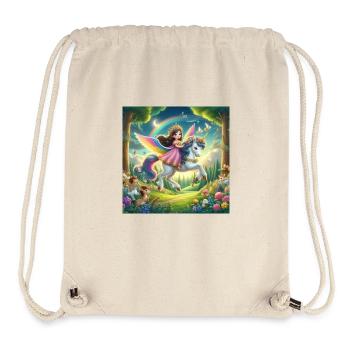 Princesse sur une Licorne volante - Sac à cordon recyclé Stanley/Stella - blanc naturel - Devant