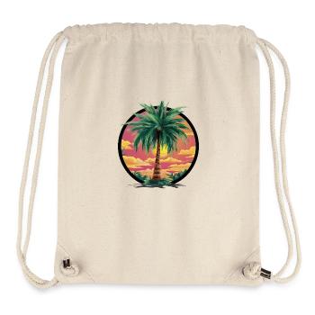 Tropische Palme bei Sonnenuntergang – Urlaubsmotiv - Stanley/Stella recycelter Gym Bag - Naturweiß - Vorne