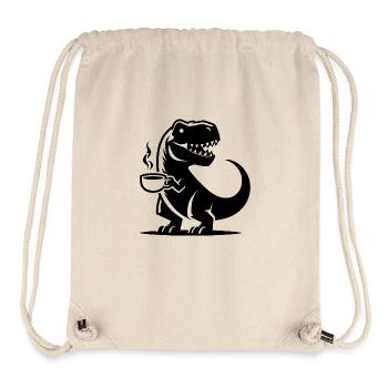 T-Rex avec tasse à café Grim Caffeine Dino - Sac à cordon recyclé Stanley/Stella - blanc naturel - Devant