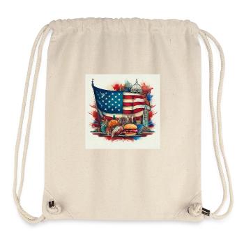 Iconic USA Flag with American Landmarks Art - Stanley/Stella Recycled Gym Bag - natural - Front