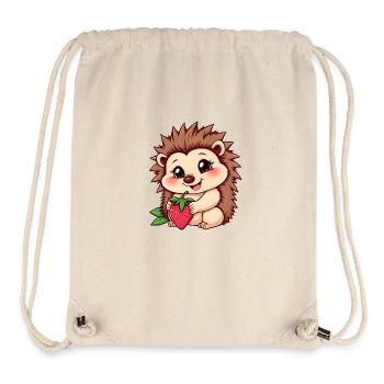 cute hedgehog holds a ripe strawberry - Stanley/Stella Recycled Gym Bag - natural - Front