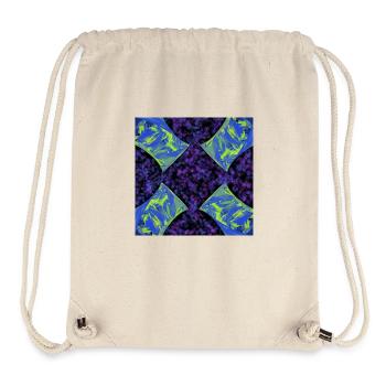 Abstraktes symmetrisches Design mit lila Blumen - Stanley/Stella recycelter Gym Bag - Naturweiß - Vorne