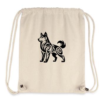 Chien Husky Tribal Puissant Mystique - Sac à cordon recyclé Stanley/Stella - blanc naturel - Devant