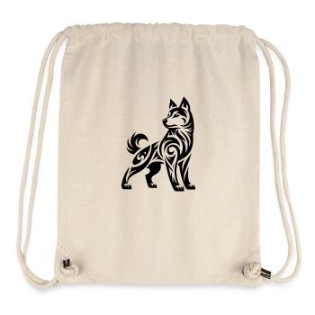 Ombré Tribal Line Art Husky Dog Design - Sac à cordon recyclé Stanley/Stella - blanc naturel - Devant