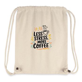 Moins de stress, plus de café – le dicton du café - Sac à cordon recyclé Stanley/Stella - blanc naturel - Devant