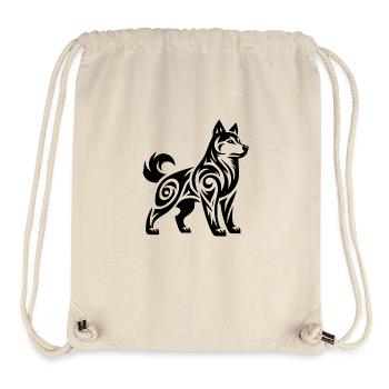 Loup avec motif tribal Mystic Husky Dog - Sac à cordon recyclé Stanley/Stella - blanc naturel - Devant
