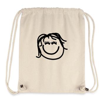 Visage heureux avec de longs cheveux - Sac à cordon recyclé Stanley/Stella - blanc naturel - Devant