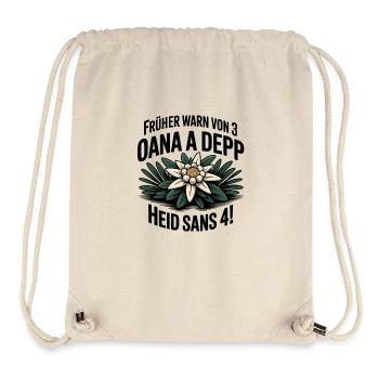 Frueher warn von 3 oana a depp - Heid sans 4! - Stanley/Stella recycelter Gym Bag - Naturweiß - Vorne