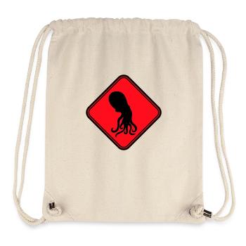 Oktopus Gefahr Schild Achtung Vorsicht Warnung - Stanley/Stella recycelter Gym Bag - Naturweiß - Vorne