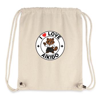 I love Aikido – Red Heart Tanuki - Stanley/Stella Recycled Gym Bag - natural - Front