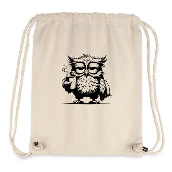 Lustige müde Comic Eule mit Kaffee Defizit - Stanley/Stella recycelter Gym Bag - Naturweiß - Vorne