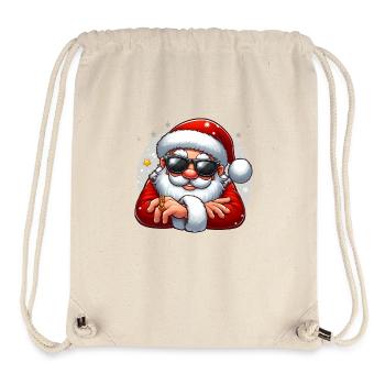 Père Noël cool avec des lunettes de soleil - Sac à cordon recyclé Stanley/Stella - blanc naturel - Devant
