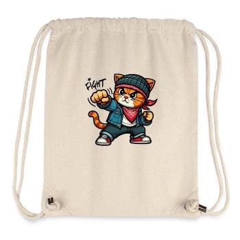 Chat forcé : Combat - Sac à cordon recyclé Stanley/Stella - blanc naturel - Devant