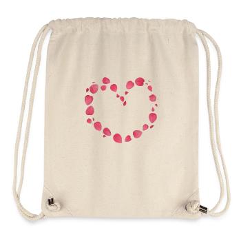 Un cœur fait de véritables pétales de rose rose - Sac à cordon recyclé Stanley/Stella - blanc naturel - Devant