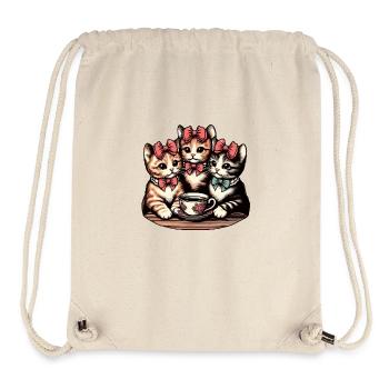 Vintage Kittens Tea Party - Stanley/Stella Recycled Gym Bag - natural - Front