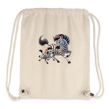 Zebra-Mutter mit herumtollendem Kind - Stanley/Stella recycelter Gym Bag - Naturweiß - Vorne