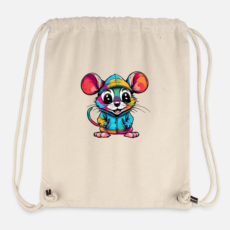Souris colorée Style cool - Sac à cordon recyclé Stanley/Stella - blanc naturel
