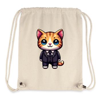 Chat Pixel Art - Sac à cordon recyclé Stanley/Stella - blanc naturel - Devant