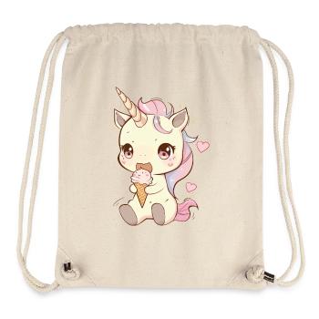 Foodie Unicorn, Kawaii Unicorn Drawing - Stanley/Stella Recycled Gym Bag - natural - Front