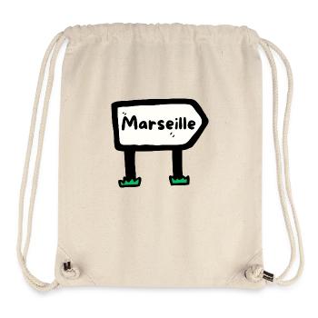 Panneau ville de Marseille - Sac à cordon recyclé Stanley/Stella - blanc naturel - Devant