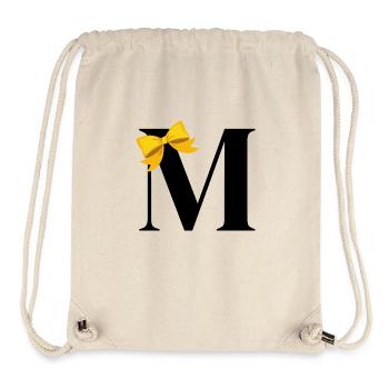 Lettre m nœud jaune - Sac à cordon recyclé Stanley/Stella - blanc naturel - Devant