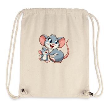 Mouse mother with child frolicking - Stanley/Stella Recycled Gym Bag - natural - Front