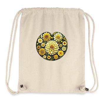 Dahlia rétro coeur floral amour - Sac à cordon recyclé Stanley/Stella - blanc naturel - Devant