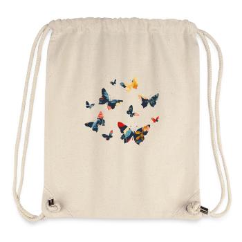 Papillons à motifs floraux - Sac à cordon recyclé Stanley/Stella - blanc naturel - Devant