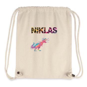 NIKLAS - Beautiful boy name with dinosaur - Stanley/Stella Recycled Gym Bag - natural - Front