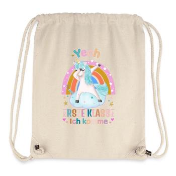 School, First Grade with Unicorn - Stanley/Stella Recycled Gym Bag - natural - Front