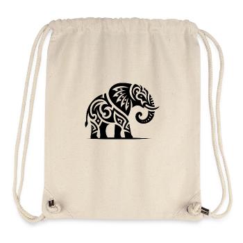 Eleganter Tattoo Elefant mit großen Stoßzähnen - Stanley/Stella recycelter Gym Bag - Naturweiß - Vorne
