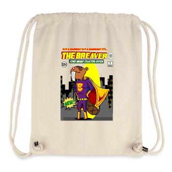 Le Breaver drôle castor animal super-héros bandes dessinées - Sac à cordon recyclé Stanley/Stella - blanc naturel - Devant