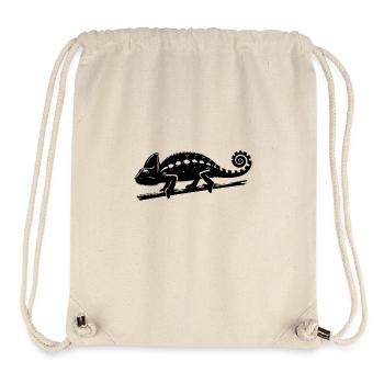 Un caméléon tacheté marche sur une branche - Sac à cordon recyclé Stanley/Stella - blanc naturel - Devant