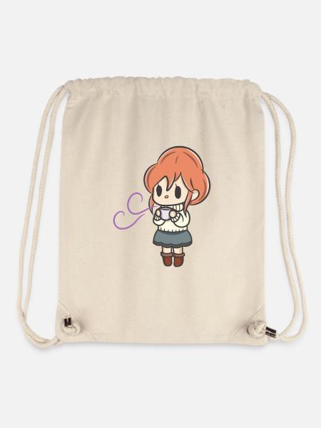 Girl drinking tea kawaii autumn design - Stanley/Stella Recycled Gym Bag - natural