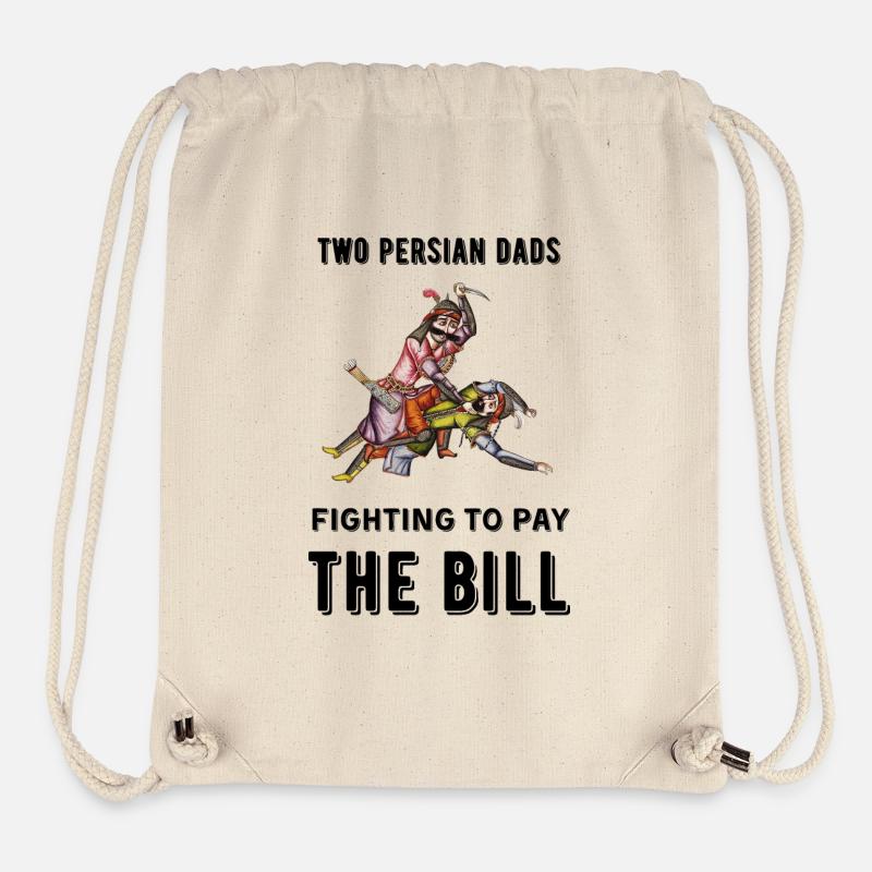 Deux papas persans se battent pour payer la factur - Sac à cordon recyclé Stanley/Stella - blanc naturel