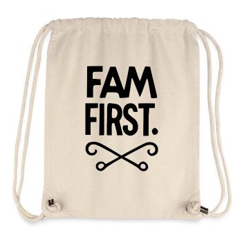 Fam zuerst - Stanley/Stella recycelter Gym Bag - Naturweiß - Vorne
