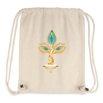 Arbre de couleur dorée avec ornement de feuille orientale - Sac à cordon recyclé Stanley/Stella - blanc naturel - Devant