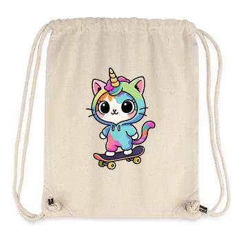 Regenbogen Einhorn Katze Schlittschuh - Stanley/Stella recycelter Gym Bag - Naturweiß - Vorne