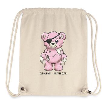Patchwork Pinker Teddybär mit Augenklappe - Stanley/Stella recycelter Gym Bag - Naturweiß - Vorne