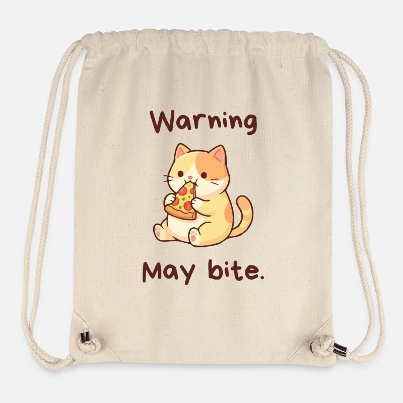 Warning May Bite - Kawaii Pizza Cat - Stanley/Stella recycelter Gym Bag - Naturweiß