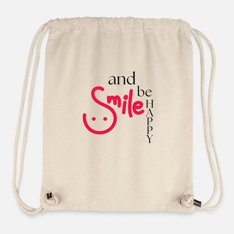 Souriez et soyez heureux - Sac à cordon recyclé Stanley/Stella - blanc naturel