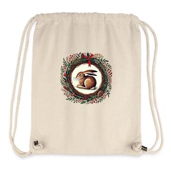 Lapin de Noël avec houx et magie - Sac à cordon recyclé Stanley/Stella - blanc naturel - Devant