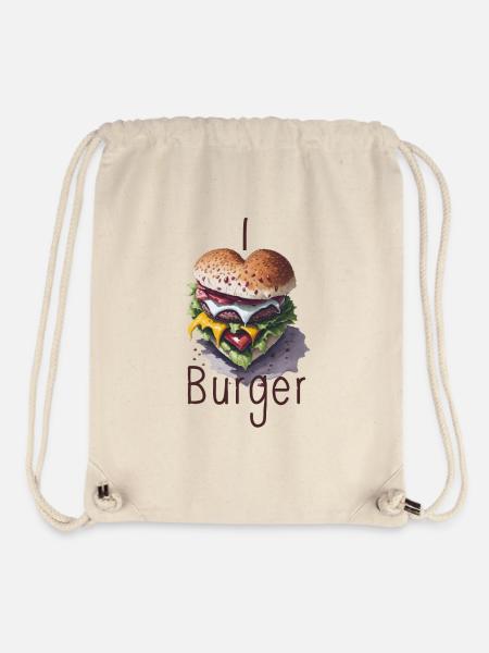 J’adore les hamburgers - Sac à cordon recyclé Stanley/Stella - blanc naturel