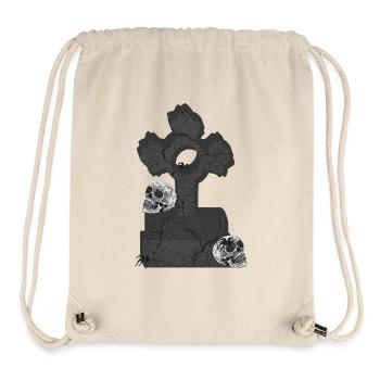 Grabstein mit Schädelmotiv, Gothickreuz - Stanley/Stella recycelter Gym Bag - Naturweiß - Vorne