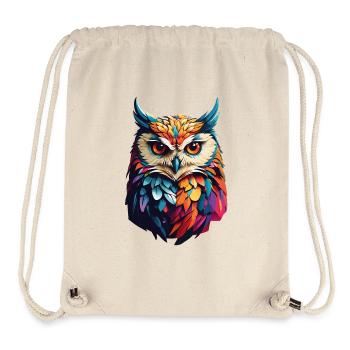 Bunte grafisch Eule für Eulenfans und Vogelfreunde - Stanley/Stella recycelter Gym Bag - Naturweiß - Vorne
